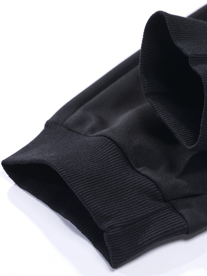 Men's Casual Color-Block Long Sleeve Button-Up Shirt & Drawstring Joggers Set - Polyester Blend, Pockets Included, Perfect for Spring/Fall