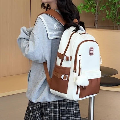 Visually Appealing Two-Tone Travel Backpack - Durable, Nylon, Lightweight with Adjustable Straps, Large Capacity School Bag for Students (No Charm), Casual Daypack|Organized Storage|Bag, Backpack for School