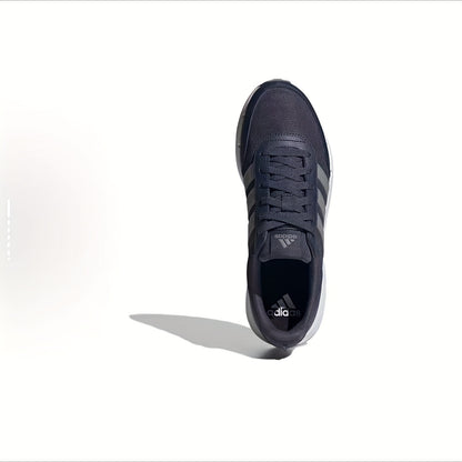 Adidas neo Run 50S Low-Top Casual Sneakers - Breathable Fabric Upper, Cushioned Comfort, All-Season Wear, Navy Blue & White Striped Design, Unisex for Men & Women, Comfortable Walking Shoes, Stylish Striped Sneakers, Fabric I