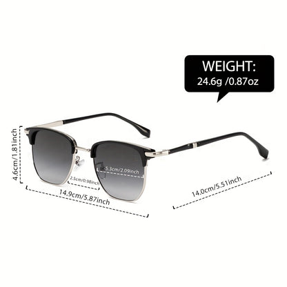 Stylish Two-Tone Square Fashion Glasses with Ultra-Thin Metal Arms - Black Frame & Green Gradient Lenses, Trendy PC Material Eyewear for Women