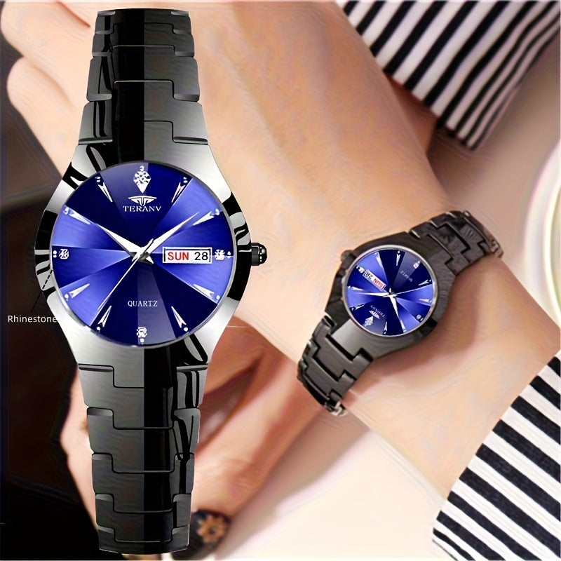 1 New Fashionable Quartz Ladies' Watch with Date Display - Black Dial, Luminous Hands & Markers, Stainless Steel Band, Casual Style, Travel & Business Use, Casual Style Watch | Minimalist Design | Quartz Movement