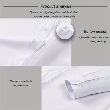 2025 New Men'S Business Slim-Fit Long-Sleeve Shirt, Wrinkle-Free, Elastic, And Smooth Fabric.