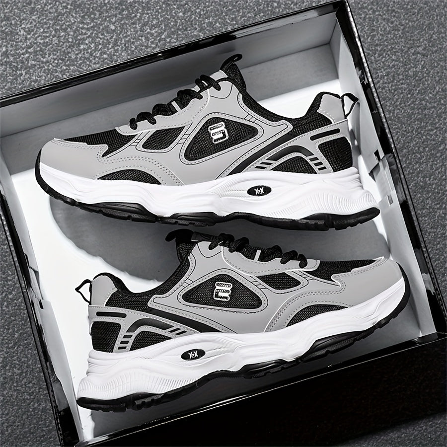 Men'S 2025 New Fashionable Low-Top Sneakers with Thick Sole - Non-Slip, Outdoor Casual Shoes for Teenagers and Young Adults, White and Golden Accents, All-Season Comfort, Casual Footwear | Modern Sneaker Design | Rubber Base