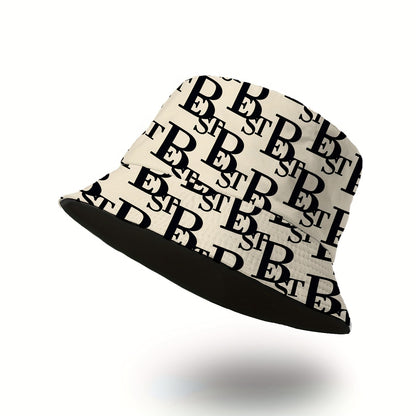 1pc Unisex Bucket Hat with Letter B Print, 100% Polyester, Lightweight, Non-Stretch, Holiday Theme, New Year'S Essential, Outdoor Versatile, Easy to Carry, Woven Craftsmanship, Random Print Pattern