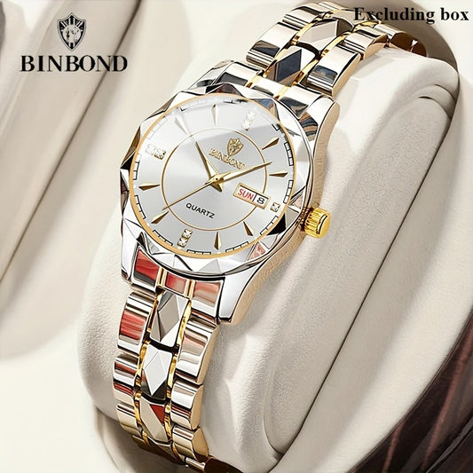BINBOND Luxury Fashion Calendar Waterproof Women's Quartz Watch