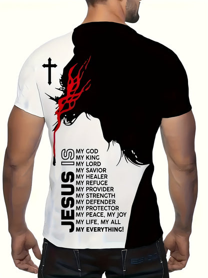 Mens Lion Print Short Sleeve Crew Neck T-Shirt Soft Breathable Casual Wear Outdoor Activities Summer Essential Clothing Tshirts