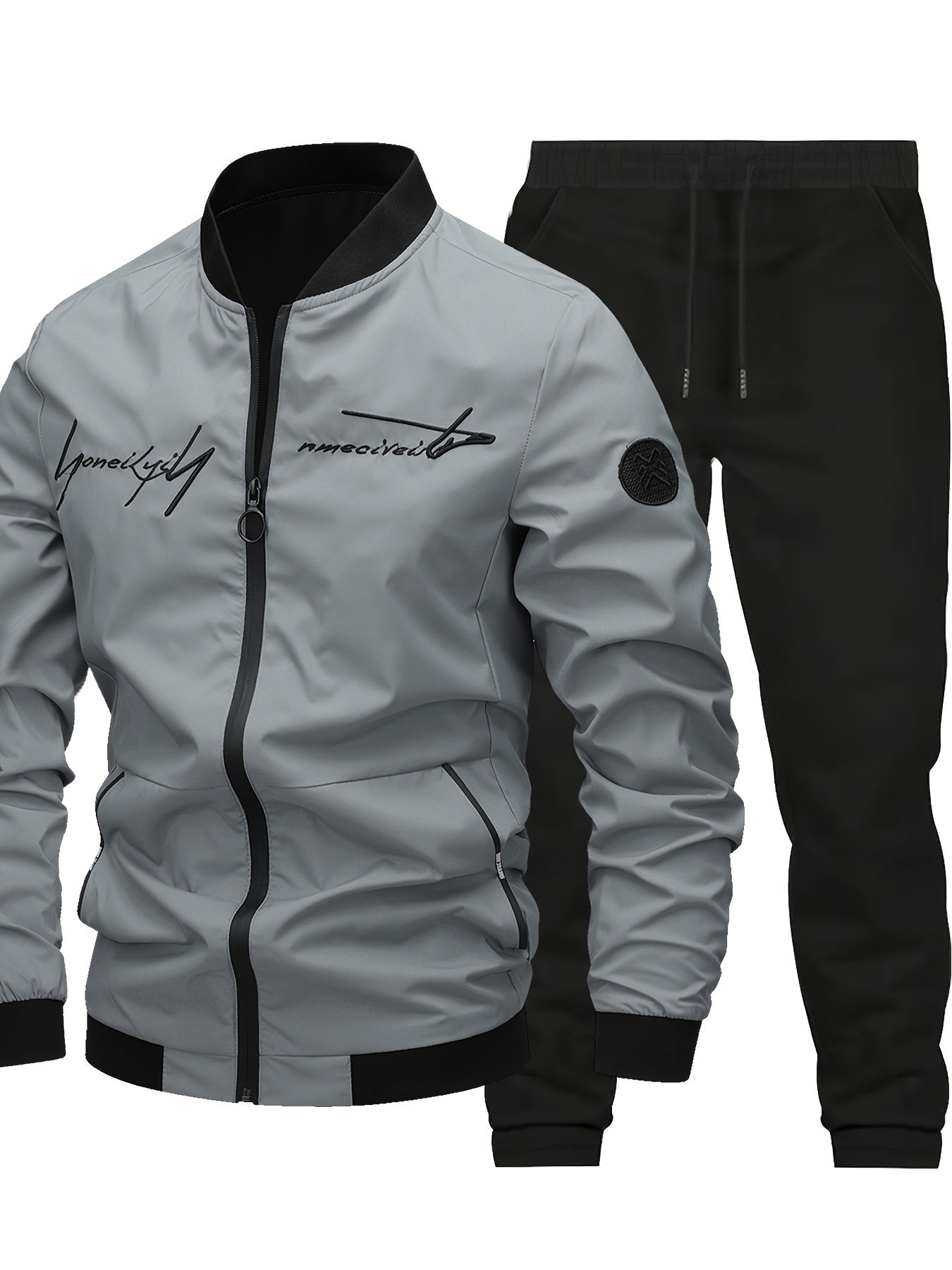 New Men's Two-piece Suit Classic Flyer Jacket and Jogging Pants Set