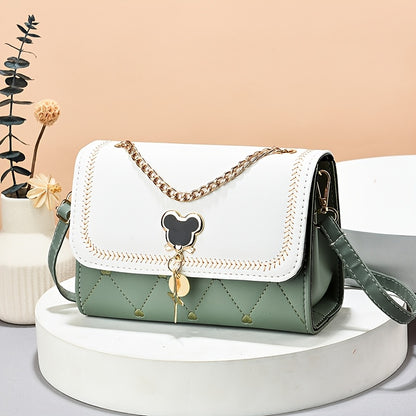 Chic Women'S Quilted Crossbody Bag with Chain Strap - Adjustable Strap, Snap Closure, Polyester Lining, Perfect for Parties, Dates, and Gifts, Party Accessory | Quilted Texture | Adjustable Strap Bag