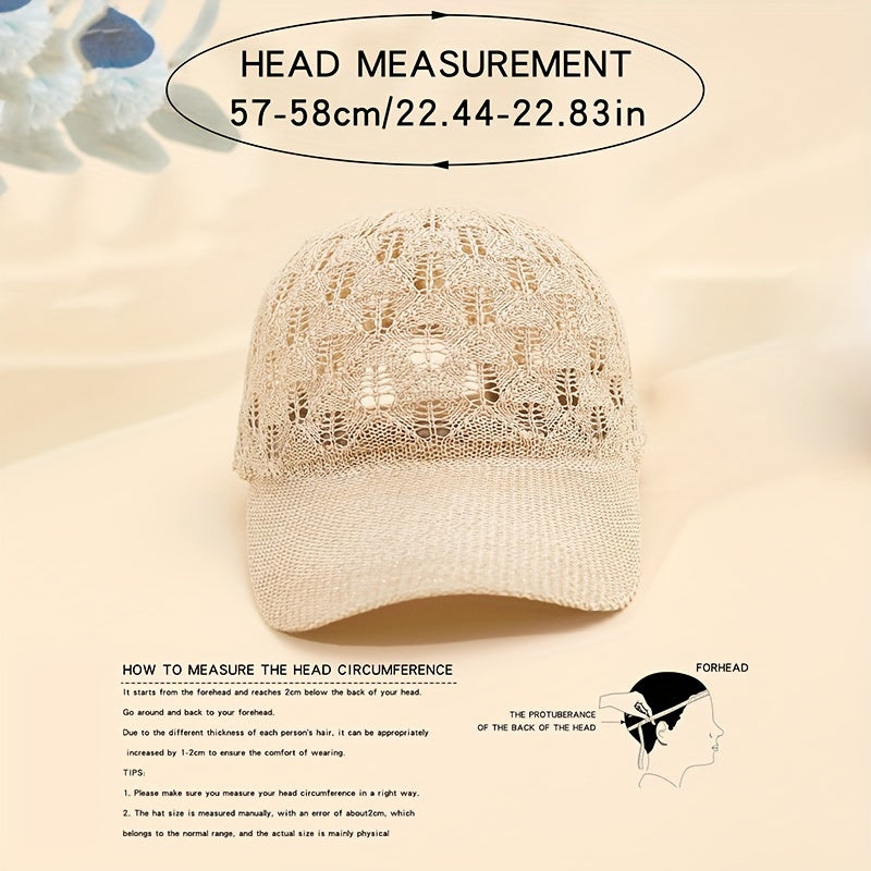 Breathable Mesh Baseball Cap for Women - Adjustable, Lightweight & Stylish Sun Hat with Hollow-Out Design