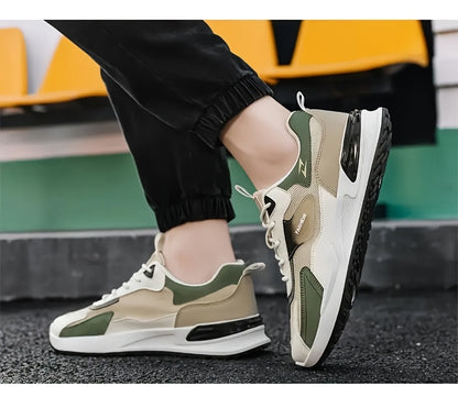 Men'S Breathable Running Sneakers with Gradient Design - Low-Top Lace-Up Casual Shoes, Durable PVC Sole, EVA Insole, Fashionable Black & White Patterns, Ideal for All Seasons Outdoor Activities
