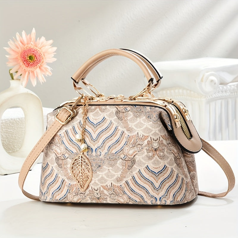 SYM Women's Large Capacity Convertible Crossbody Handbag - Elegant Purse with Zipper Closure, Golden-Tone Hardware, Chain Link Strap for Work, Formal Events, Everyday Use - Available in Khaki, Green, Blue, Yellow, Black - Cro