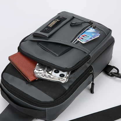 1pc Men's New Large Capacity Bag, Multilayer Storage Crossbody Bag, Trendy Fashion Chest Bag