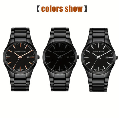 Fashion Casual Watch, Classic Simple Black Calendar Quartz Movement Stainless Steel Strap, Suitable For Daily Outdoor Leisure Business Men's Watch