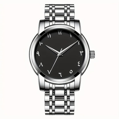 Men's Casual Arabic Numerals Quartz Watch - Scratch-Resistant HD Dial, IPX7 Waterproof, Stainless Steel Strap, Black & Golden Accents - Perfect Gift for Birthdays, Holidays & Family Reunions, Reliable Timepiece, Contemporary