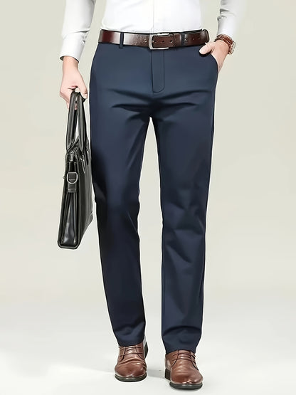 Four Seasons Men's New Casual Formal Pants Business Style Trendy Casual Long Pants Fashionable Versatile Men's Elastic Western Pants Comfortable Classic Design Casual Wear