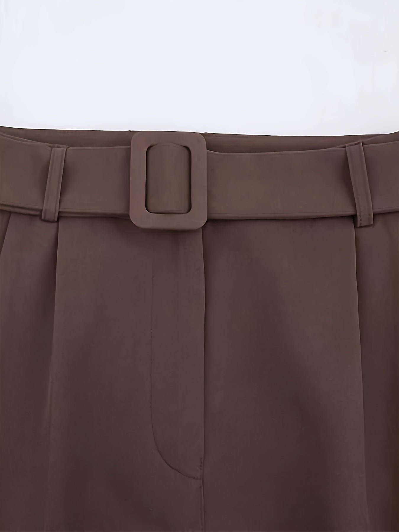 1pc Elegant Women'S Long Pants - Polyester Straight-Leg Trousers with Belt, Zippered Closure, Casual Loose-Fit for Spring/Autumn