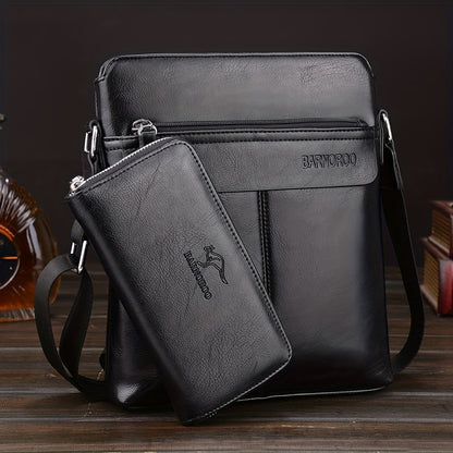 2pcs/set Men's Simple Business Shoulder Bag Crossbody Bag Portable Zipper Clutch Bag Gift For Men Father's Day Gift