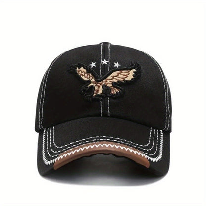 Unisex Fashion Cool 3D Eagle Embroidered Baseball Hat, Adjustable Sun Protection Casual Sports Sun Hat For Women & Men