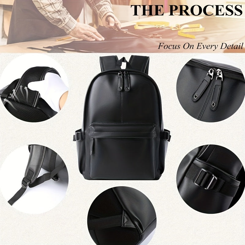 PU Men's Casual Backpack, Outdoor Travel Backpack Student School Bag