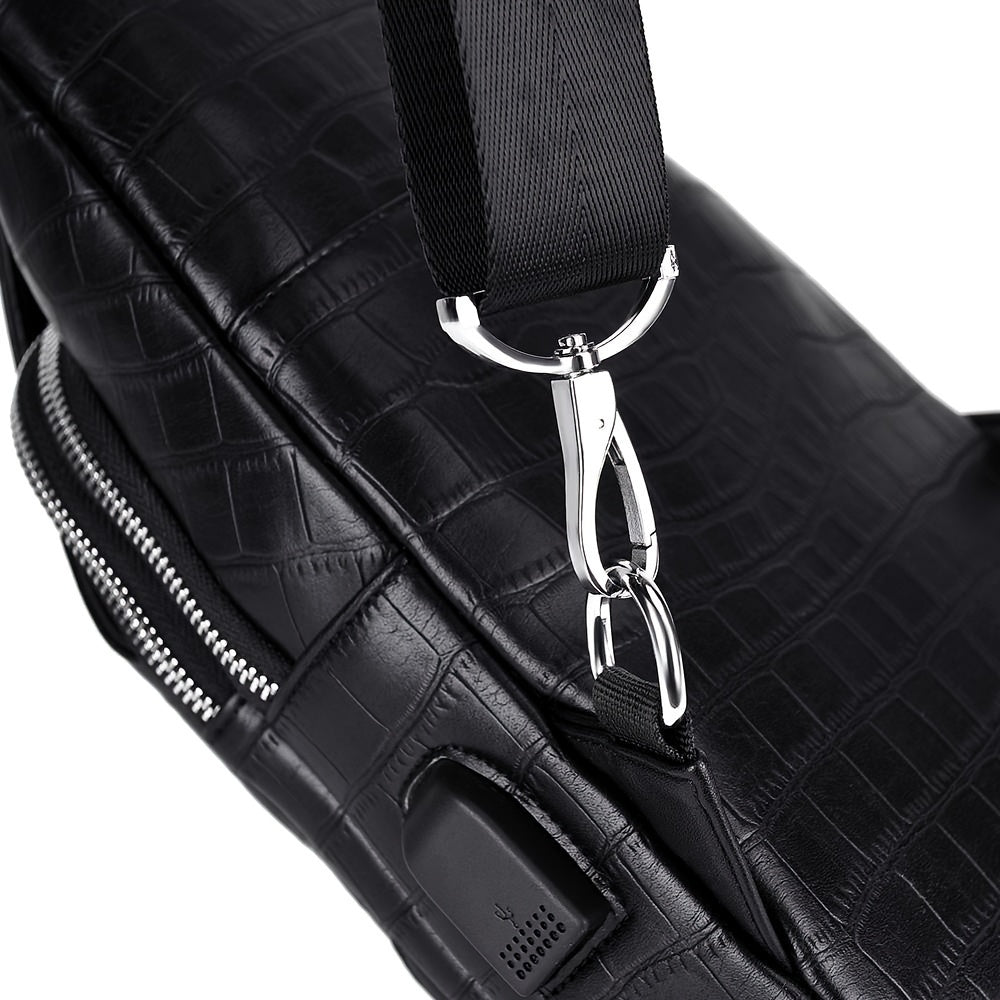HUABUPS Men'S Black Crossbody Bag with USB Charging Port, Adjustable Strap & Multiple Compartments - Durable Business Travel Sling Bag for Daily Commute, Work, and Travel, Travel Backpack, Work Essentials Carrier, Textured Fi