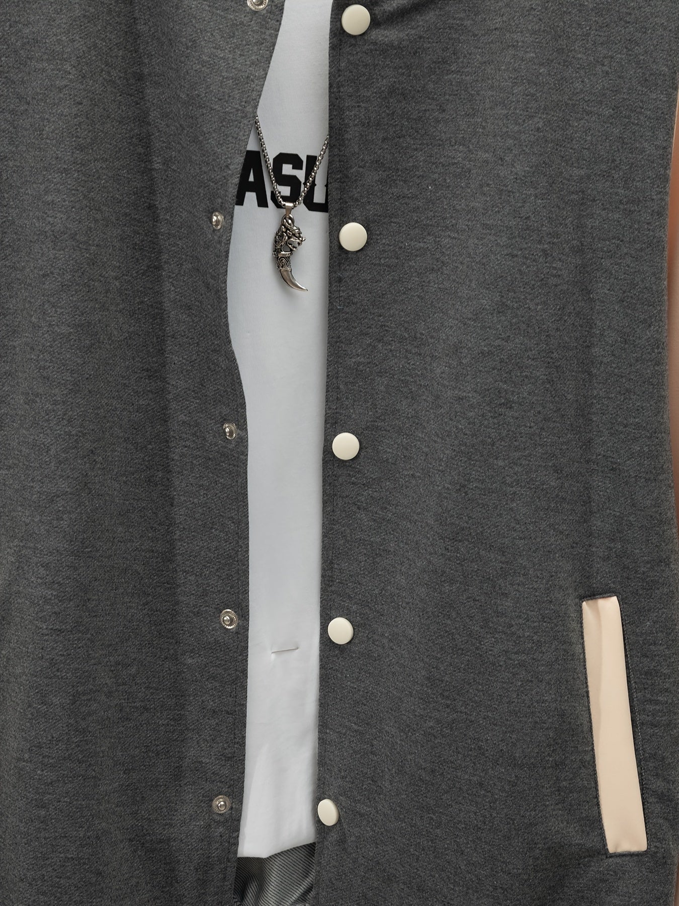 Men's Casual Baseball Jacket & Pants Set - Color Block, Polyester, Button-Up with Belt Detail for Spring/Fall