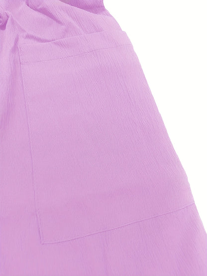 Women's Beige Cargo Shorts - Casual & Stylish, Solid Color with Drawstring Waist and Pockets, Polyester Blend, Machine Washable, All-Season Comfort