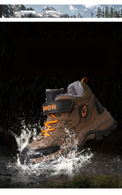 Teen Comfort Plush Lined Hiking Shoes are warm, durable, and comfortable for boys and girls, perfect for fall/winter outdoor adventures, warm and comfortable