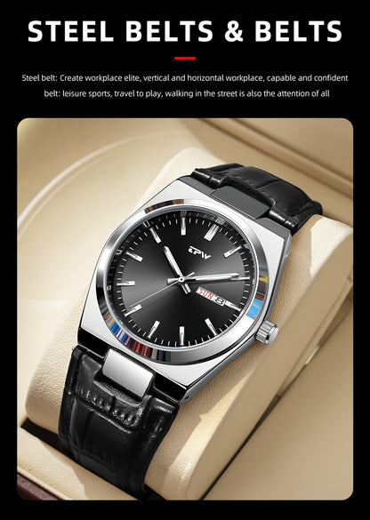 TPW Brand Men's Fashion Luminous Calendar Week Multifunctional Quartz Watch Men's Gifts