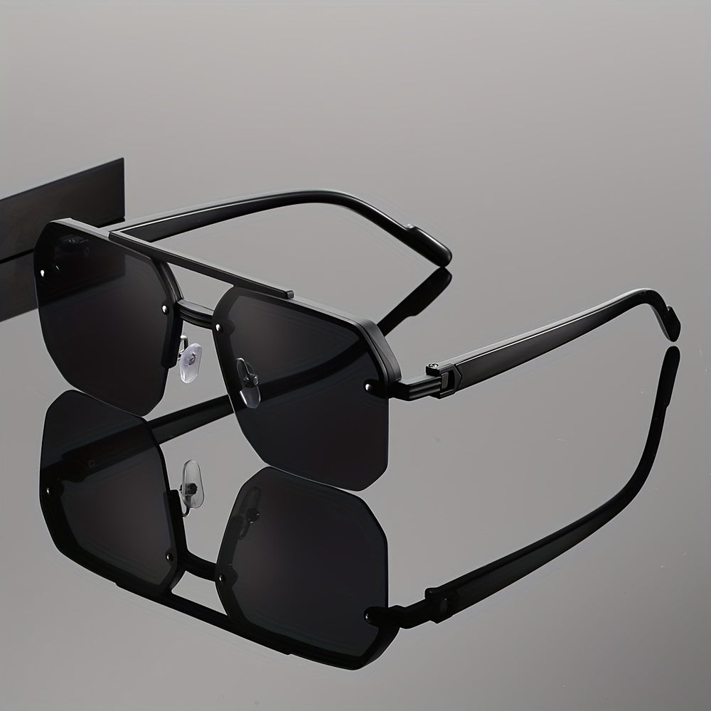 Trendy high-end dual-bar polygonal frame glasses, fashionable for street photography on Instagram