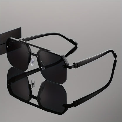 Trendy high-end dual-bar polygonal frame glasses, fashionable for street photography on Instagram