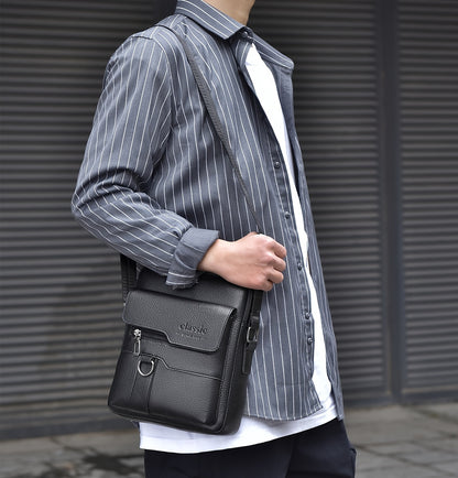 WEIXIER Men'S Set Shoulder Bag, Unisex Waist Postman Bag, Crossbody Chest Bag, Handbag, PU Fabric Multi-pocket, with Card Holder Wallet, Adjustable Detachable Shoulder Strap, Casual Commuting Bag Retro Business Texture Men'S