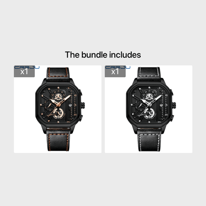 CRRJU Men's Sporty Chronograph Watch with Rose Golden Accents, Quartz Movement, IPX8 High Quality, Black Dial & Brown Faux Leather Strap - Durable Casual & Formal Timepiece