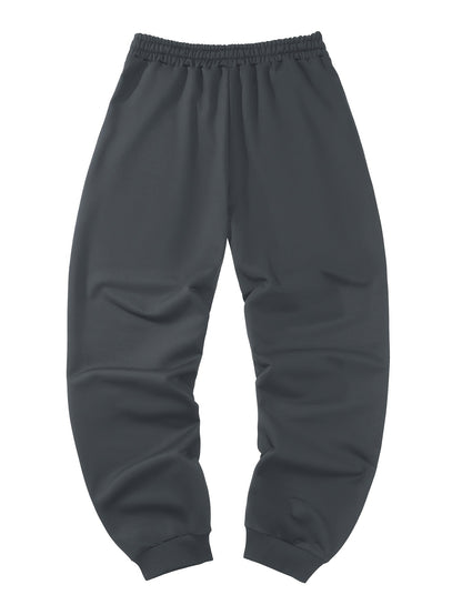1set Men'S Casual Sports Suit, Polyester Hooded Sweatshirt and Jogger Pants Set, Solid Color, Elastic Waist, Cuffed Ankles, Knit Pullover with Pockets, Regular Fit for Outdoor Running and Jogging - Spring/Autumn Collection