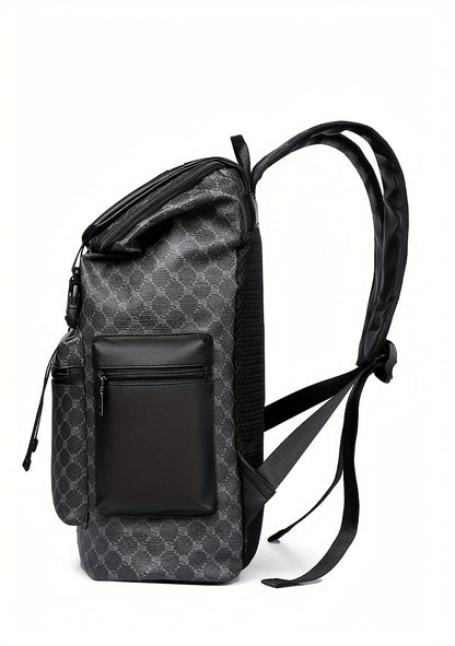Men'S Stylish Black Backpack with Shark Graphic - Lightweight, Large Capacity, Multi-Functional Shoulder Bag for Travel, Commuting, School - Durable PVC Material, Sports & Fitness Design, Backpack for Travel