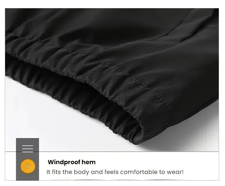 Men's Casual Sportswear Set - Black and White Striped Zip-Up Jacket with Reflective Accents & Matching Joggers, Polyester, Machine Washable, Ideal for Spring & Fall, Jogging Pants