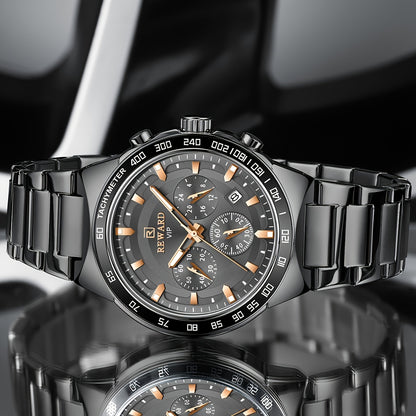 Men's Chronograph Sports Watches with Light, Stainless Steel and Quartz VIP