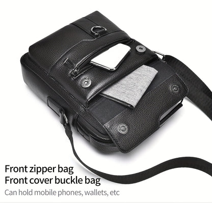 New Men's Crossbody Bag Messenger Bag with Mahogany Pattern Large Capacity Design PU Material Men's Casual Retro Adjustable Shoulder Bag for Going Out Valentine's Day Gift for Husband or Boyfriend