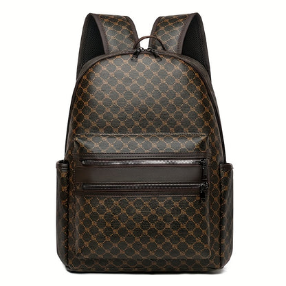 Men's Professional Laptop Backpack - Large Capacity Business Travel Backpack with 39.62cm Laptop Compartment, Multiple Zippered Pockets - Durable Backpack for Work, School, College - Elegant Brown Accent Design - Compatible w