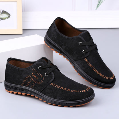 Men'S Soft Sole Slip-On Loafers - Brown Fabric Upper with Rubber Sole, Comfortable Casual Shoes for Casual Attire, Casual Footwear | Slipon Design | Comfortable Footwear