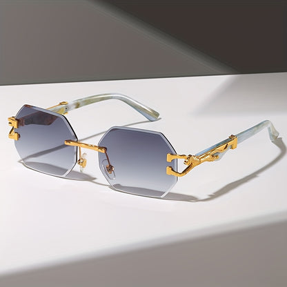 Geometric Leopard Print Sport Glasses For Women, Lightweight & Durable Composite Frame, Trendy Streetwear Glasses