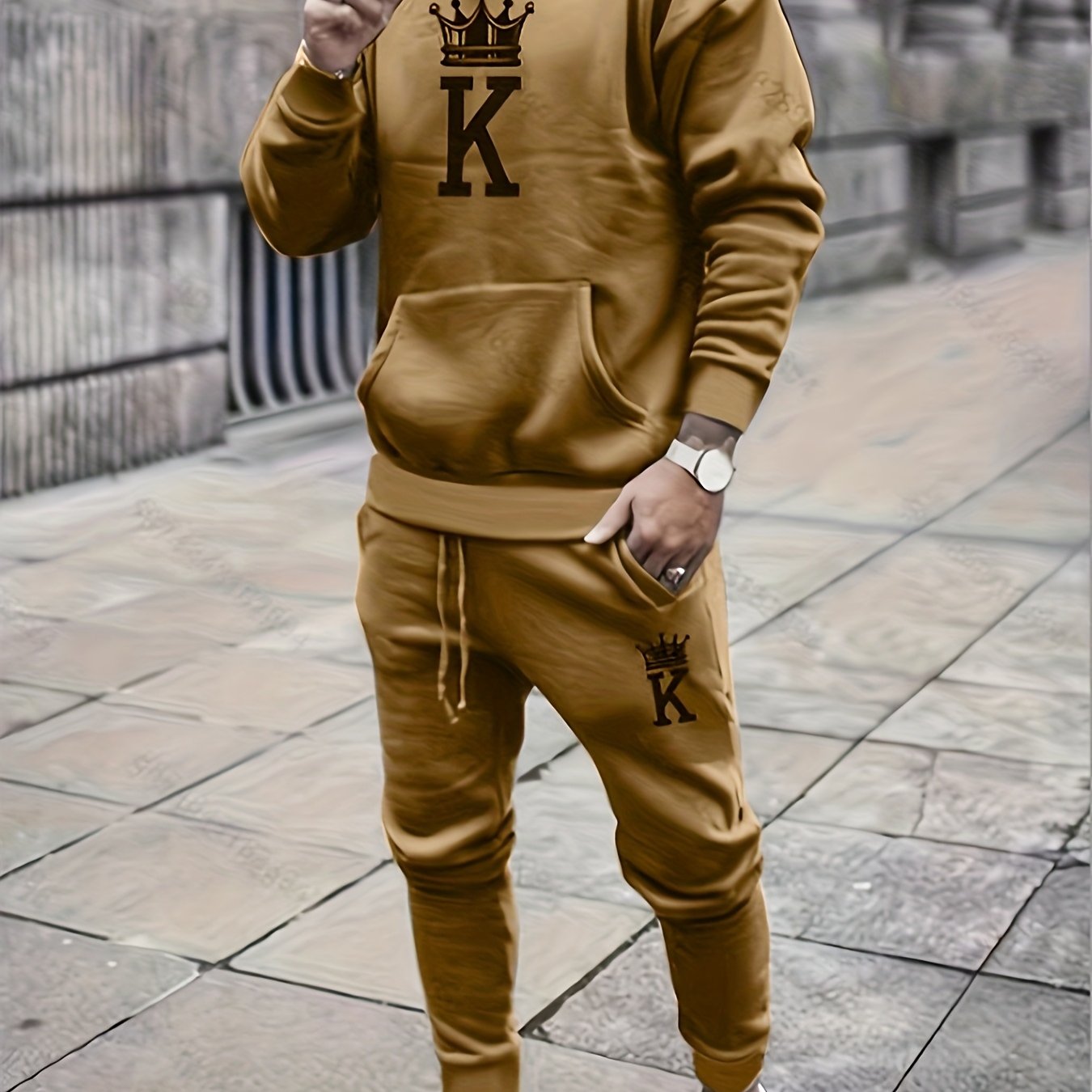 Men's Classic Sporty Casual Printed Hooded Suit