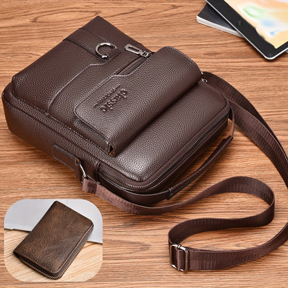 WEIXIER Men'S Set Shoulder Bag, Unisex Waist Postman Bag, Crossbody Chest Bag, Handbag, PU Fabric Multi-pocket, with Card Holder Wallet, Adjustable Detachable Shoulder Strap, Casual Commuting Bag Retro Business Texture Men'S
