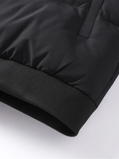 Men's Heavyweight Winter Coat - Full-Zip Cold Weather Jacket, Stand-Up Collar, Exterior Zipper Closure, Machine Washable Outer Shell for Everyday & Formal Wear - Black, Seasonal Layering, Sleek Design, Durable Fabric, Urban C