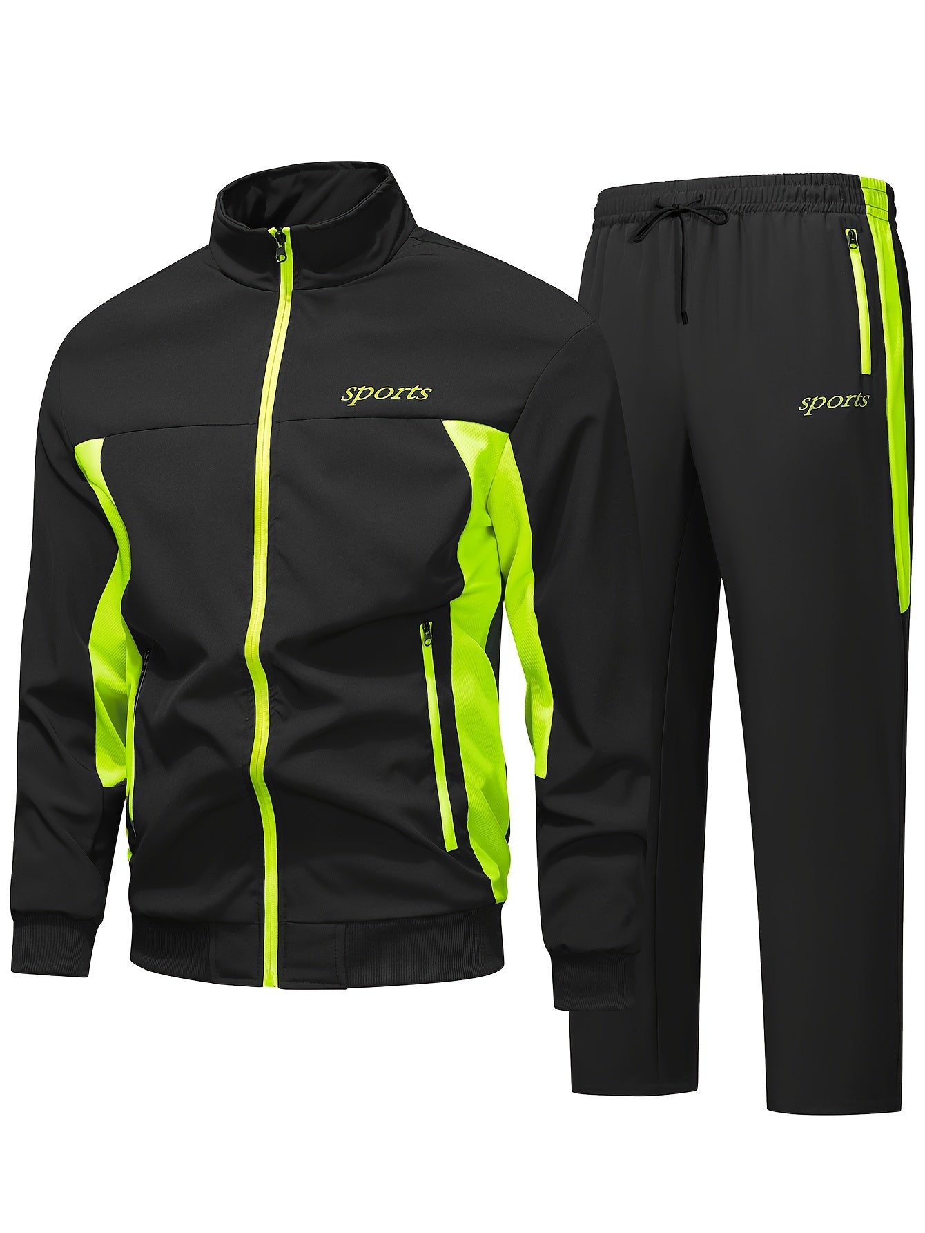 Comfortable Men's Casual Patchwork Sport Suit Jacket and Trousers Tracksuit, Streetwear Set, Casual Sportswear, Sporty Look, Stylish Tracksuit, Quality Stitching, Comfortable Fabric, Twopiece Suit, Matching Outfit, Urban Styl