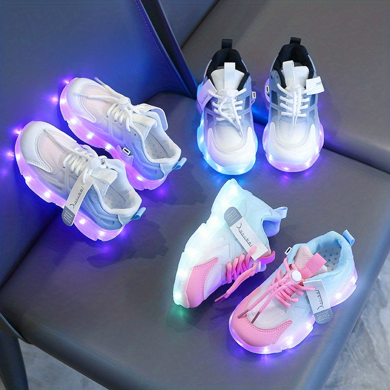 Rechargeable Glow-in-the-Dark Shoes for Kids - Colorful Neon Sneakers with Light-Up Design, Lightweight & Durable for Street Dance, Nighttime Play, and Casual Wear, Shoes for Girls, Street Dance Footwear, Vibrant Neon Accents