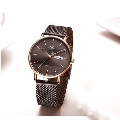The FOURRON Brand Offers a New Stainless Steel Men'S Quartz Watch Featuring a Stylish And Minimalist Design, Perfect for Everyday Wear, Travel, And Business. It Is an Ideal Choice for Birthday And Holiday Gifts, with Multifun