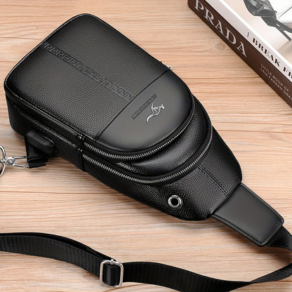 Men's Chest Bag Crossbody Shoulder Bag Small Fanny Pack Fashion Casual PU Leather Men's Satchel