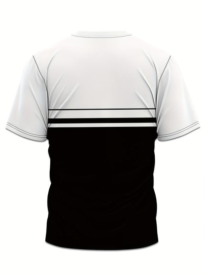 Men'S Casual "Milano Italia" Graphic Tee & Shorts Set - Black & White, Breathable Summer Outfit with Drawstring Waist, Comfortable for Casual Attire, Casual Attire|Italianinspired Design|Stretchy Fabric