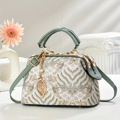 SYM Women's Large Capacity Convertible Crossbody Handbag - Elegant Purse with Zipper Closure, Golden-Tone Hardware, Chain Link Strap for Work, Formal Events, Everyday Use - Available in Khaki, Green, Blue, Yellow, Black - Cro