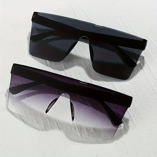 2 Pairs of Summer Fashion Glasses, Personalized One-Piece Fashionable Men'S And Women'S Same Couple Glasses, Large Frame Flat-Top Trendy Glasses Combination, Suitable for Street Photography, Daily Commuting Decorative Glasses